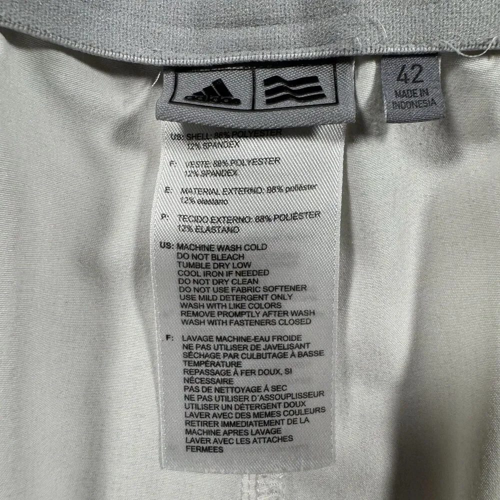 Adidas Golf Shorts Men’s 42 x 10.5 White Performance Stretch Quick Dry Casual